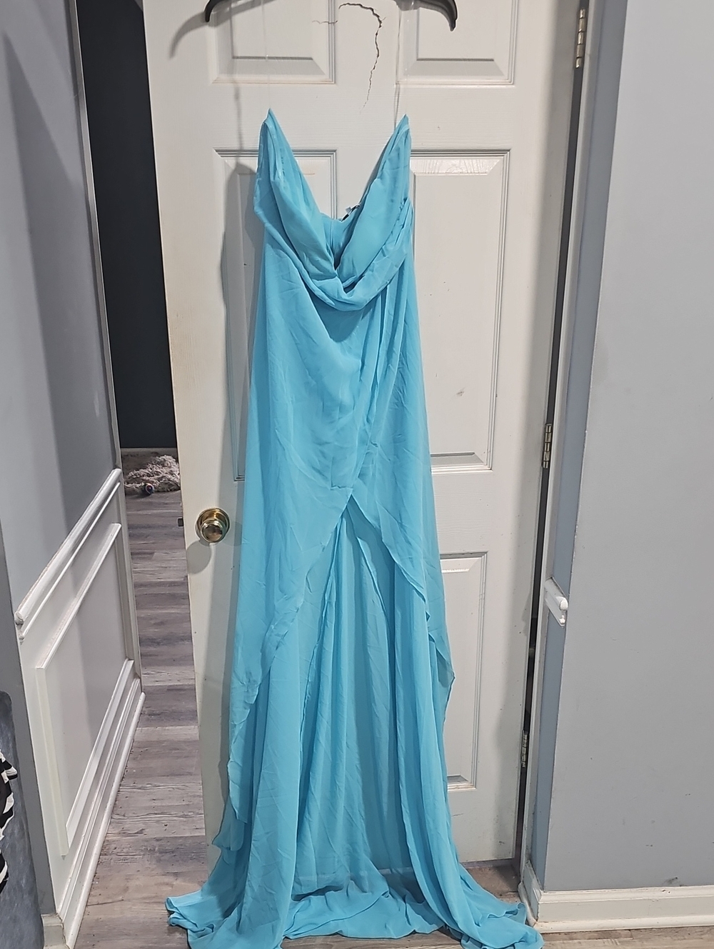 Fashion Nova Sky Blue Draped Maxi Dress